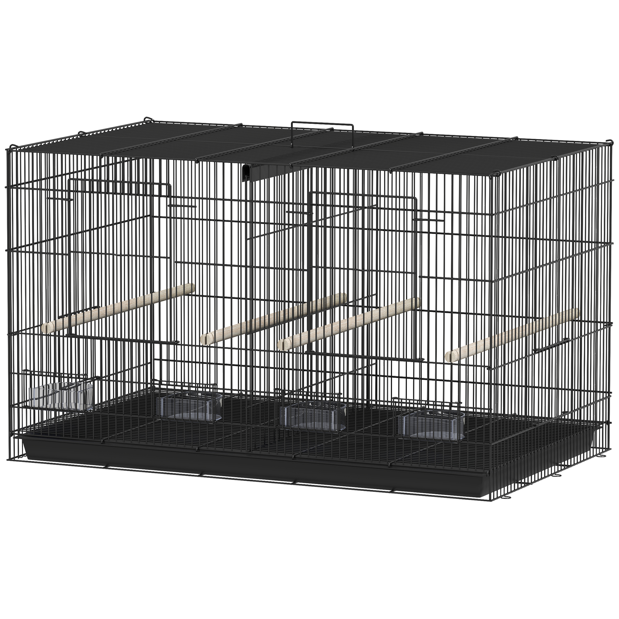 PawHut Vogelkäfig Vogelvoliere aus Stahl innen mit Separator, 4 Holzsitzsta günstig online kaufen