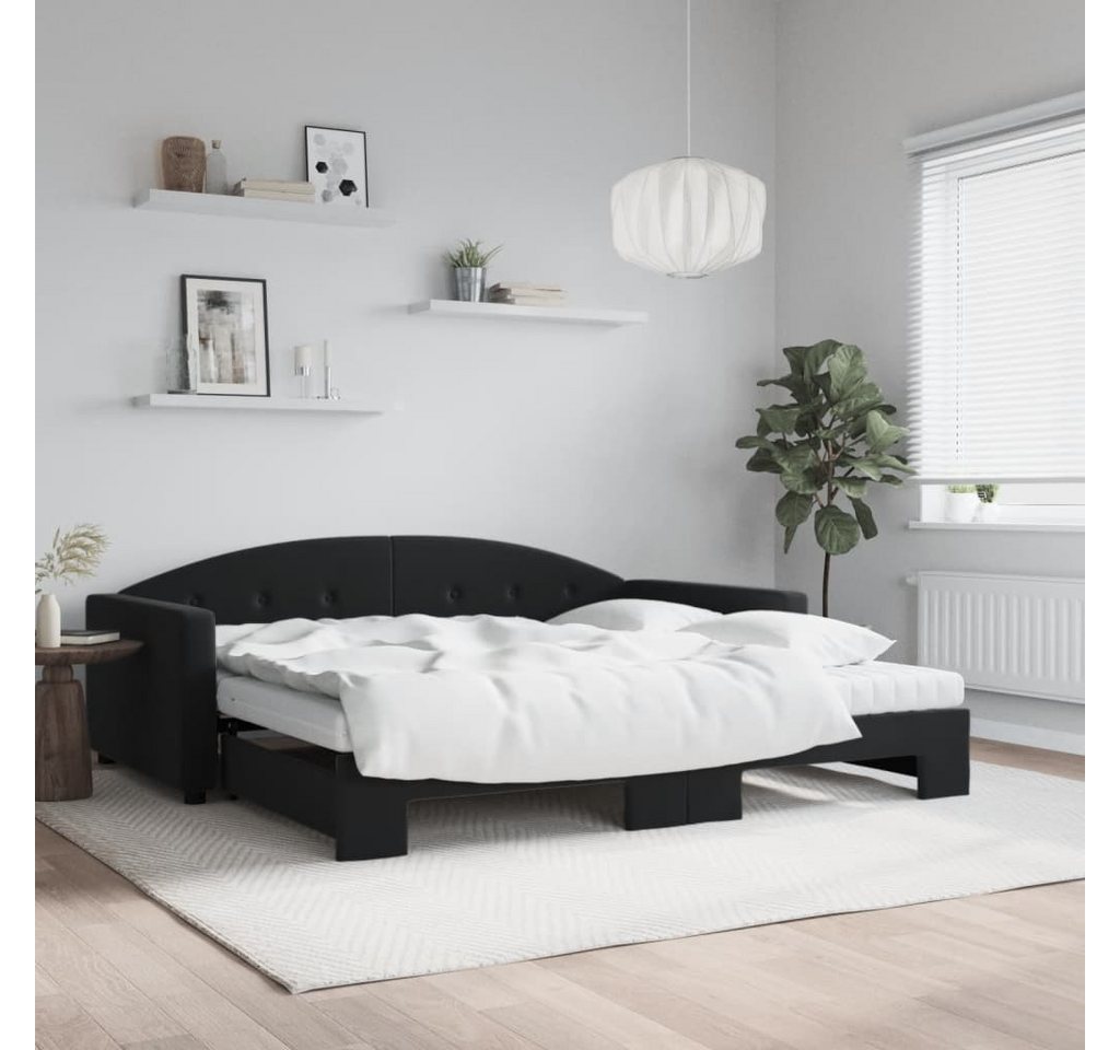 vidaXL Gästebett Gästebett Tagesbett Ausziehbar mit Matratzen Schwarz 100x2 günstig online kaufen