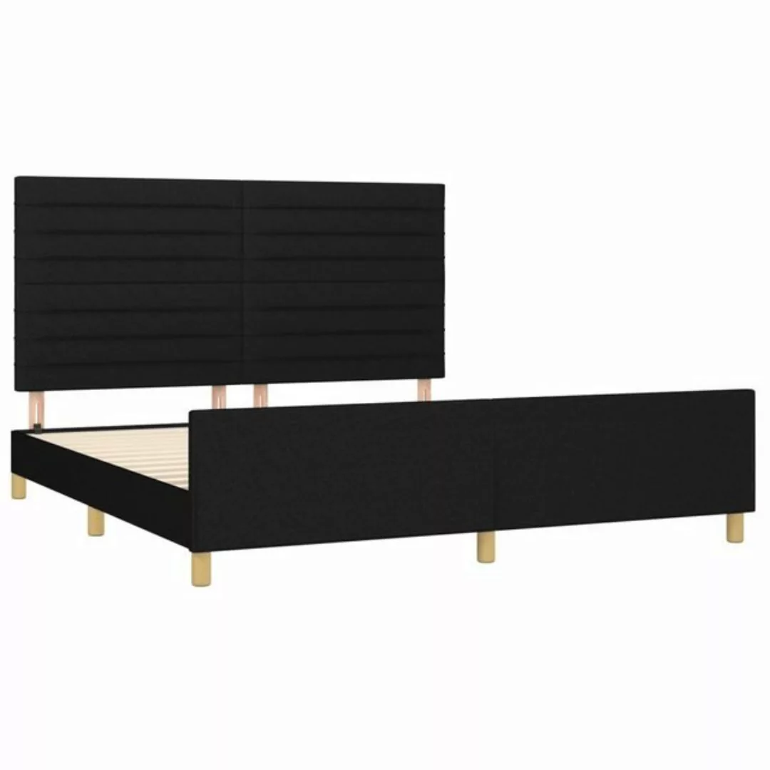 vidaXL Bettgestell Bettrahmen mit Kopfteil Schwarz 180x200 cm Stoff Bett Be günstig online kaufen