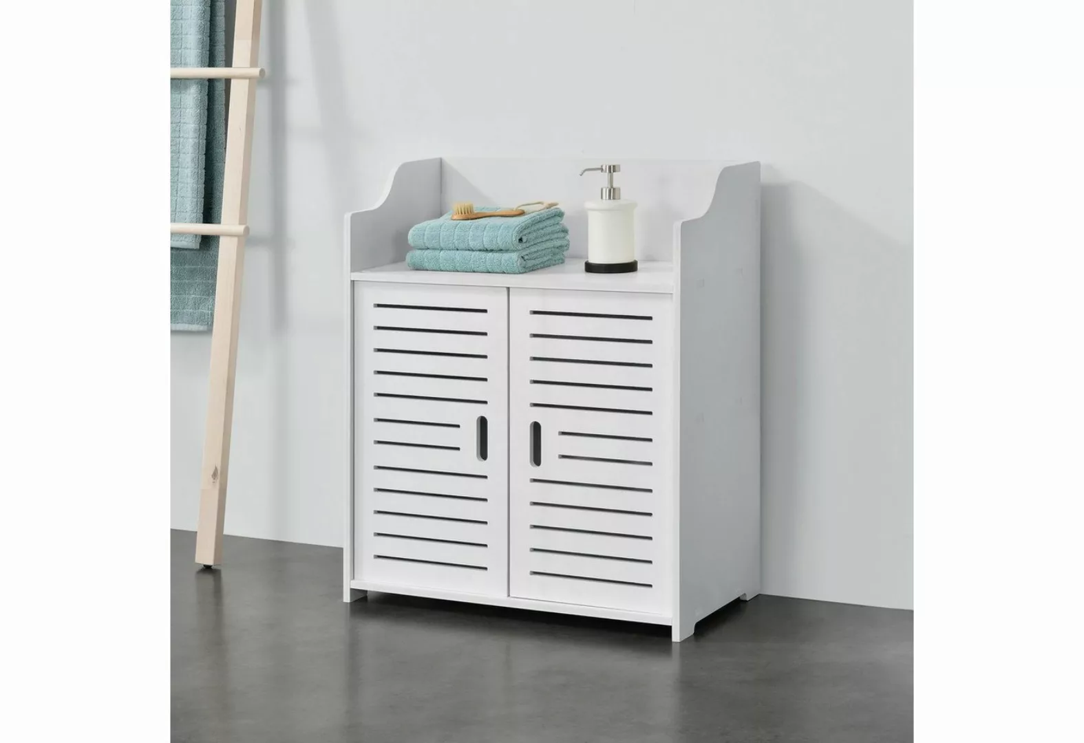 en.casa Midischrank »Trosa« Badezimmerschrank, 72x60x32cm, Weiß günstig online kaufen