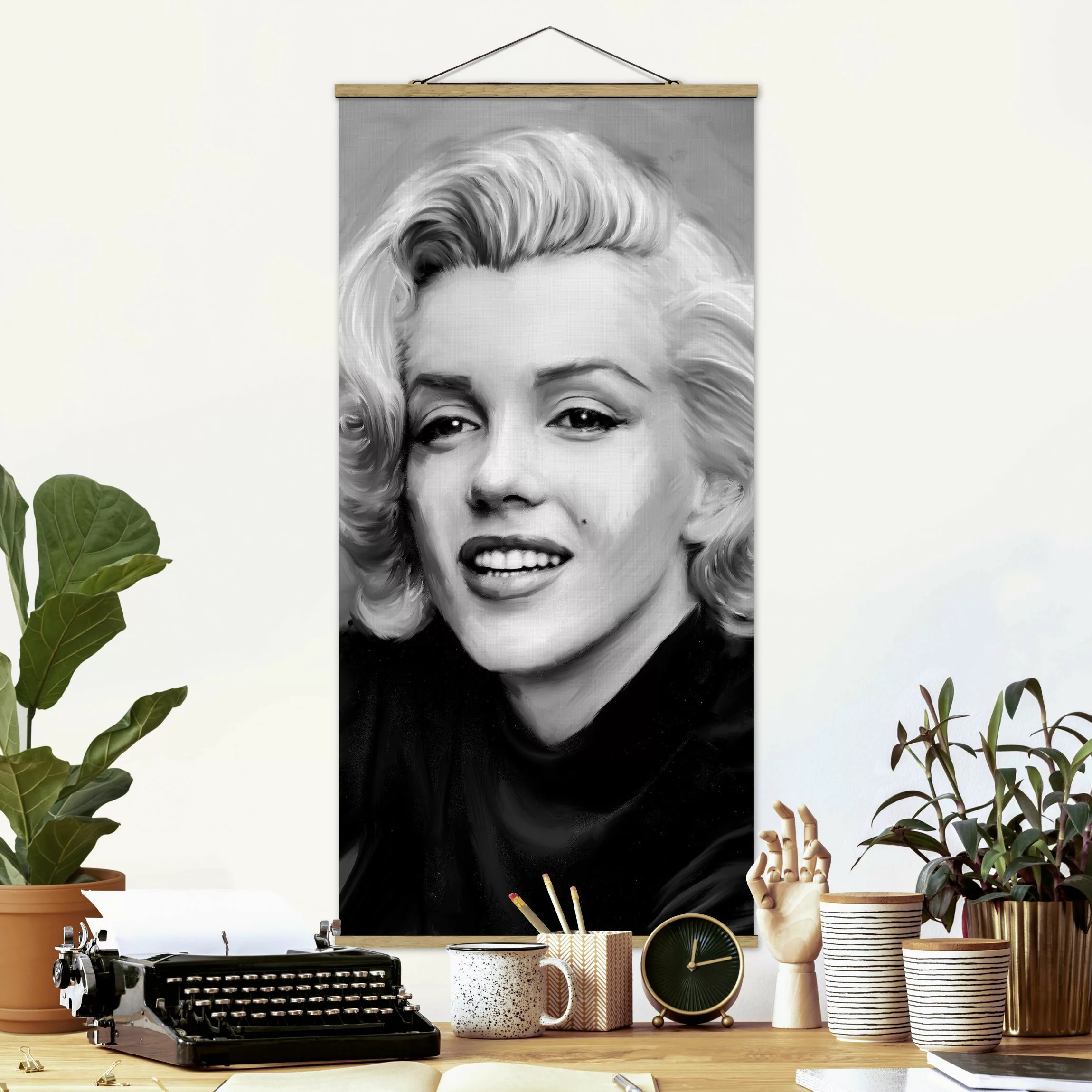 Stoffbild Kunstdruck mit Posterleisten - Hochformat Marilyn privat günstig online kaufen