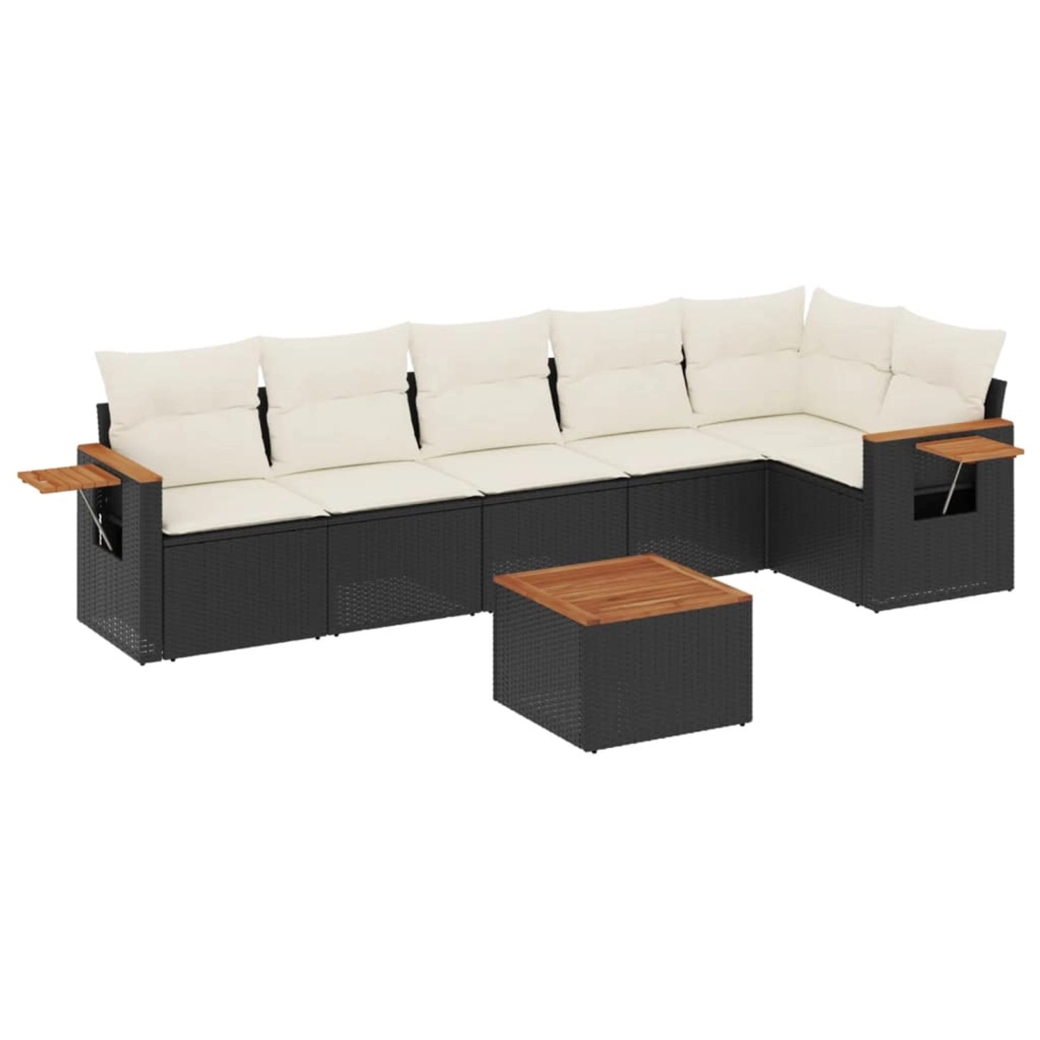 vidaXL 7-Tlg Garten-Sofagarnitur mit Kissen Schwarz Poly Rattan 3259235 günstig online kaufen