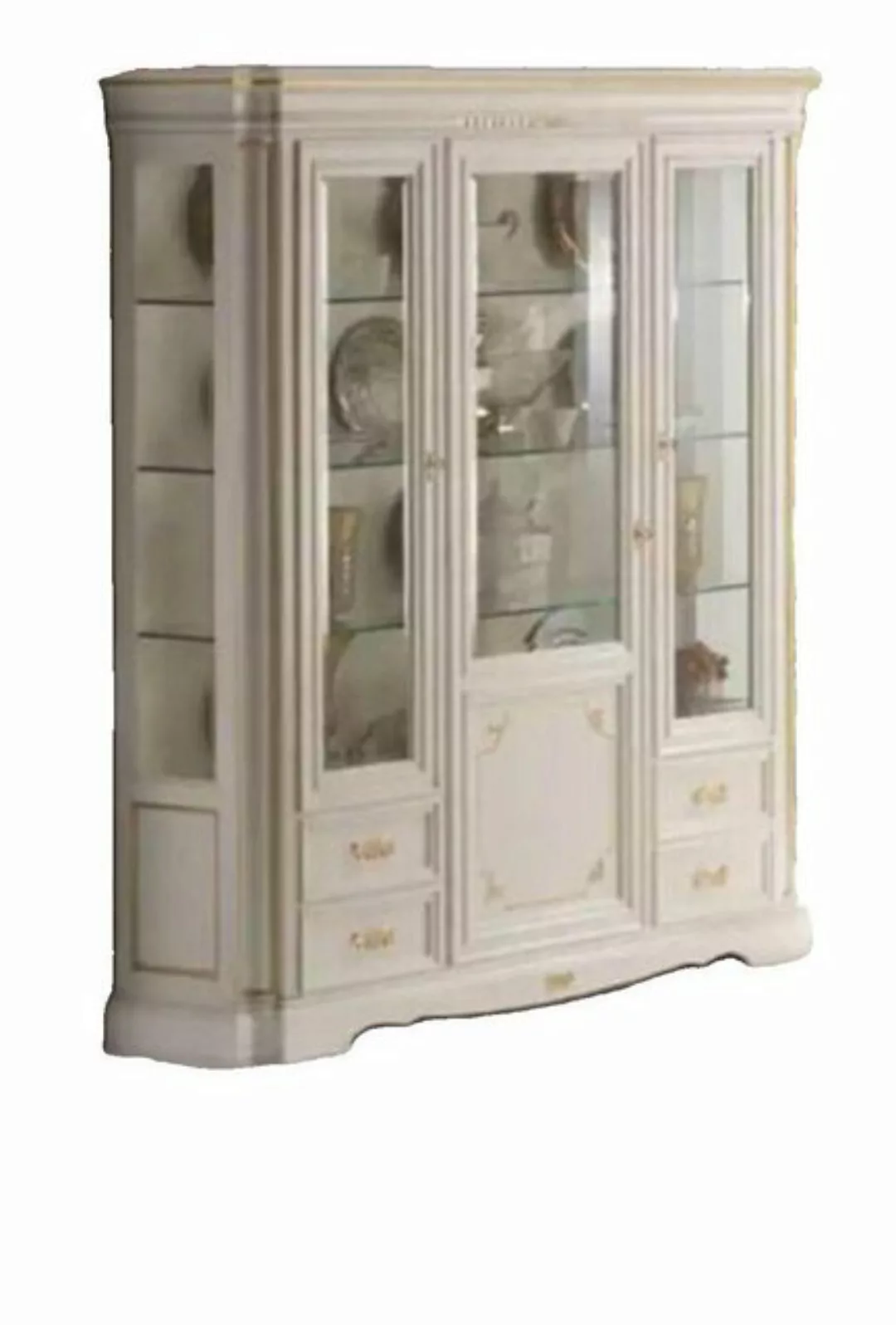 JVmoebel Vitrine Klassische Vitrine Luxus Weiß Schrank Holz Italienische St günstig online kaufen