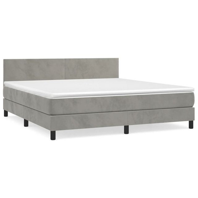 furnicato Bett Boxspringbett mit Matratze Hellgrau 160x200 cm Samt günstig online kaufen