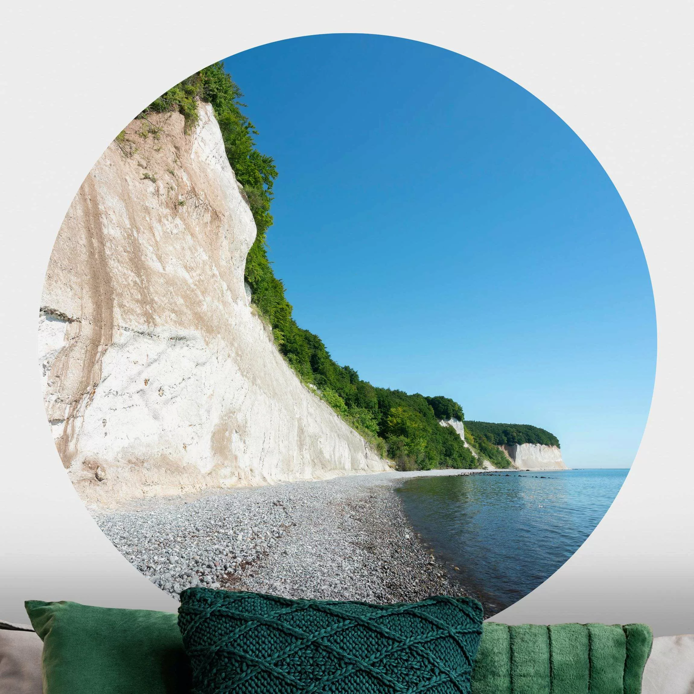 Runde Fototapete selbstklebend Kreidefelsen auf Rügen günstig online kaufen