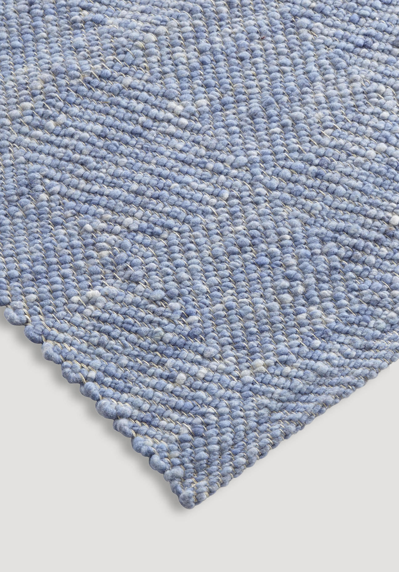 hessnatur Web-Teppich RUGA aus regionaler Schurwolle - blau - Größe 120x180 günstig online kaufen