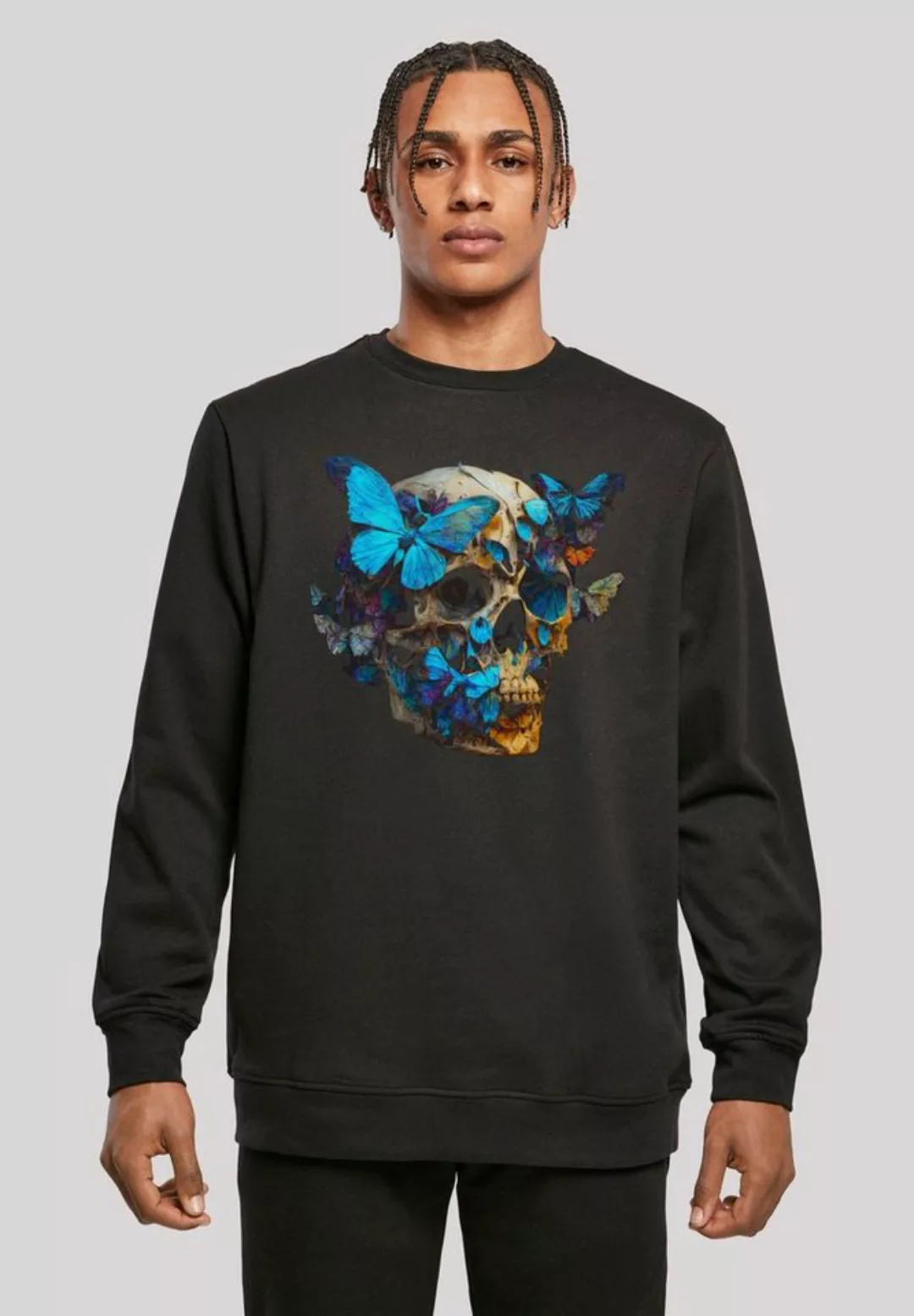 F4NT4STIC Kapuzenpullover "Schmetterling Skull CREW", Print günstig online kaufen