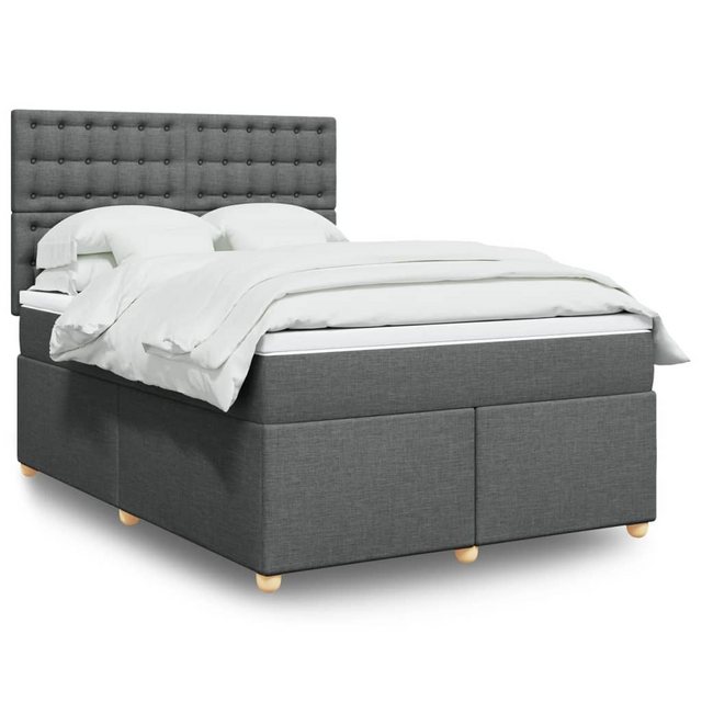 vidaXL Bettgestell Boxspringbett mit Matratze Dunkelgrau 140x200 cm Stoff B günstig online kaufen