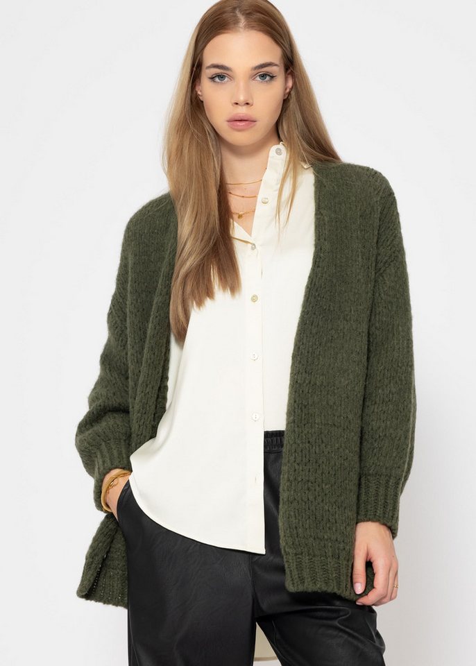 SASSYCLASSY Cardigan Offen fallende Oversize Strickjacke Lässiger Strick Ca günstig online kaufen