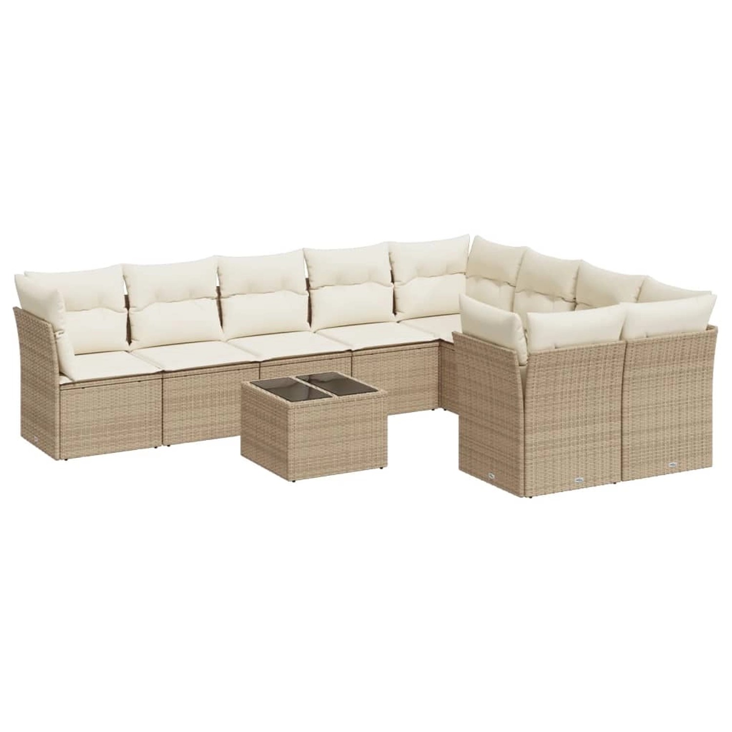 vidaXL 10-Tlg Garten-Sofagarnitur mit Kissen Beige Poly Rattan 3250017 günstig online kaufen