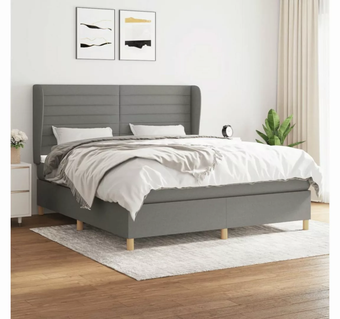 vidaXL Boxspringbett Boxspringbett mit Matratze Dunkelgrau 180x200 cm Stoff günstig online kaufen