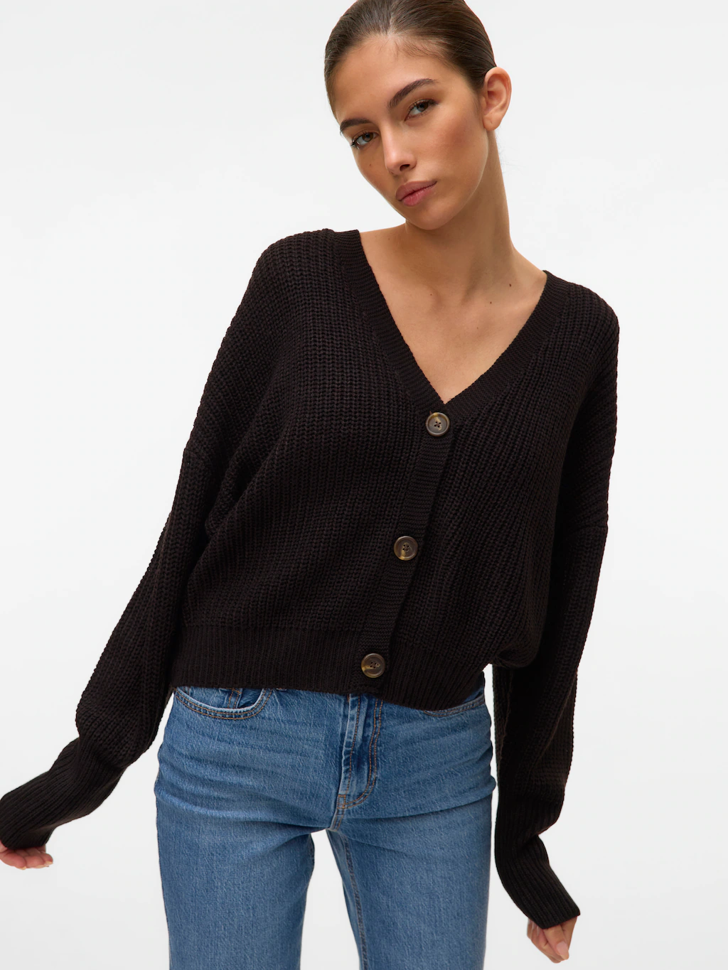 Vero Moda Strickjacke "VMLEA LS V-NECK CUFF CARDIGAN NOOS", mit Knopfleiste günstig online kaufen