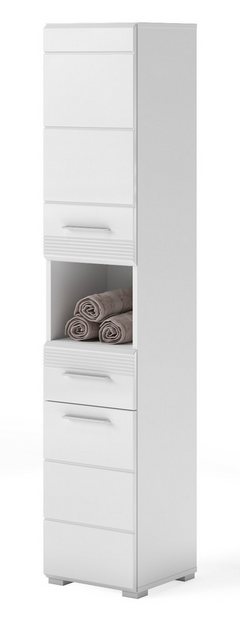 Inn.Furn Hochschrank Leon (Badschrank in weiß Hochglanz, 30 x 182 cm) 2-tür günstig online kaufen