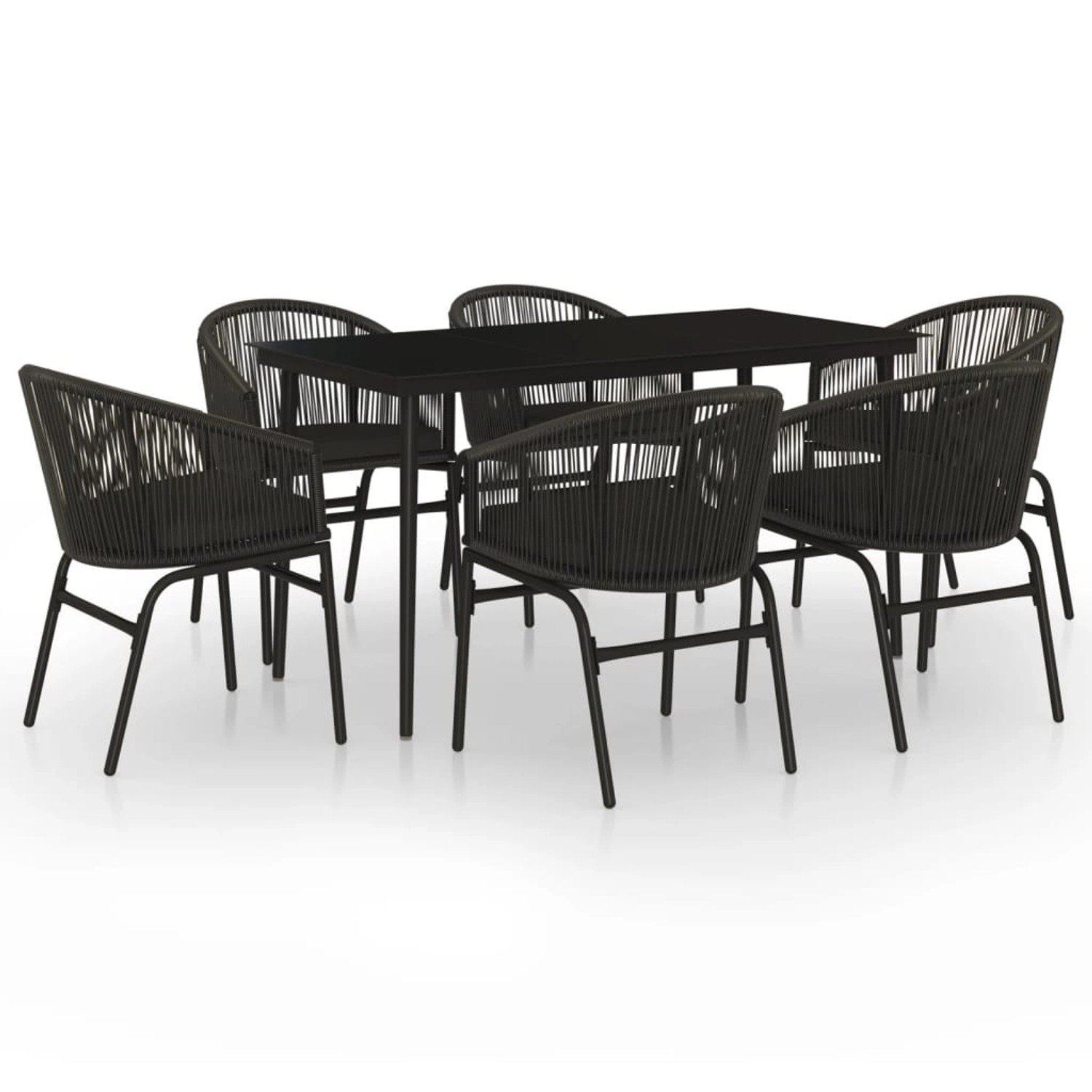 vidaXL 7-Tlg Garten-Essgruppe Schwarz 3099242 günstig online kaufen
