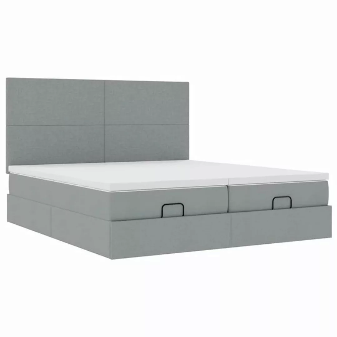 vidaXL Bett Ottoman-Bett mit Matratzen & LEDs Hellgrau 160x200 cm Stoff günstig online kaufen