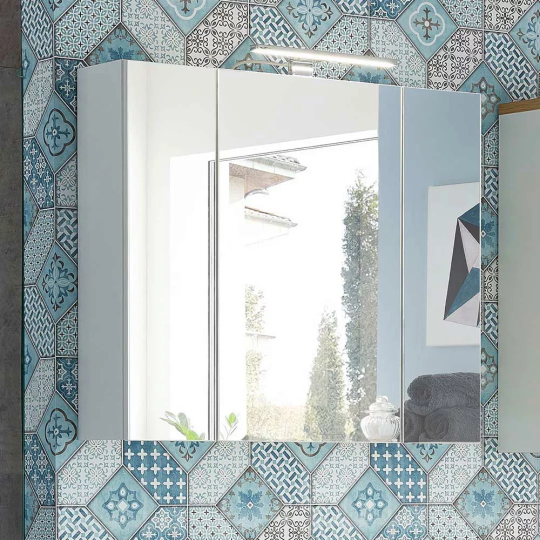 Badezimmermöbel Kombination in Weiß mit Glas beschichtet modern (vierteilig günstig online kaufen