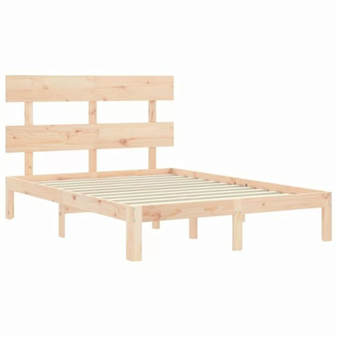 vidaXL Bettgestell Massivholzbett mit Kopfteil 140x190 cm Bett Bettgestell günstig online kaufen