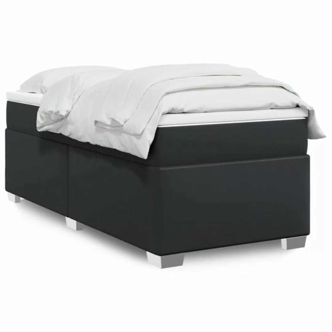 vidaXL Boxspringbett, Boxspringbett mit Matratze Schwarz 80x200 cm Kunstled günstig online kaufen