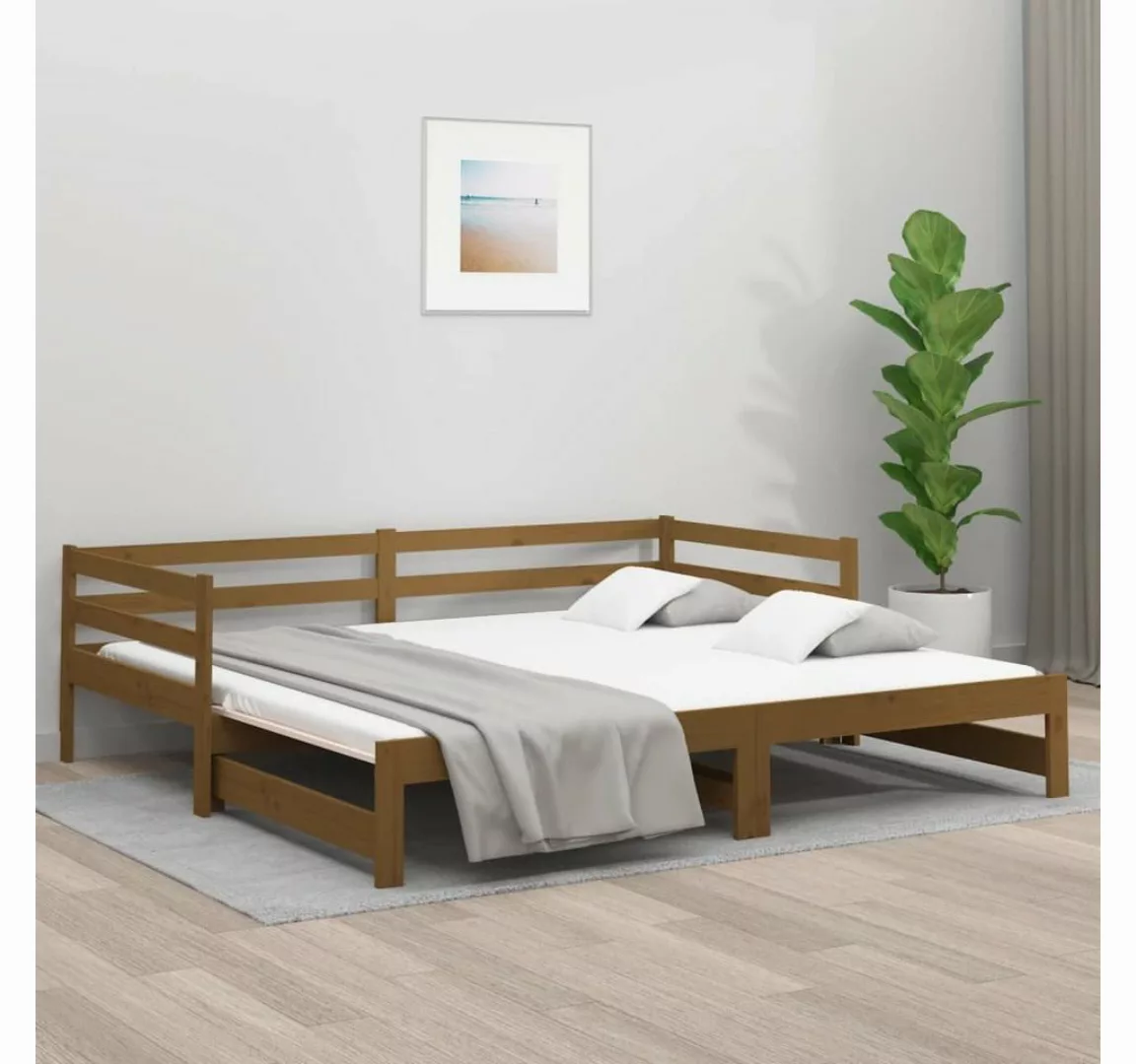 vidaXL Bett Tagesbett Ausziehbar Honigbraun 2x(90x190) cm Massivholz Kiefer günstig online kaufen