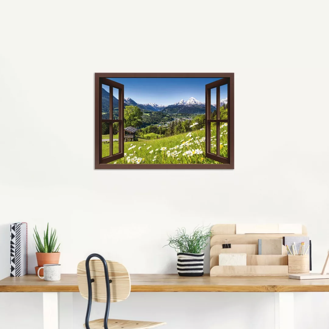 Artland Wandbild »Fensterblick Bayerischen Alpen«, Berge, (1 St.), als Alub günstig online kaufen