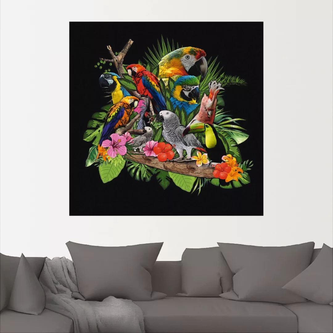 Artland Wandbild »Papageien Graupapagei Kakadu Dschungel«, Vögel, (1 St.), günstig online kaufen
