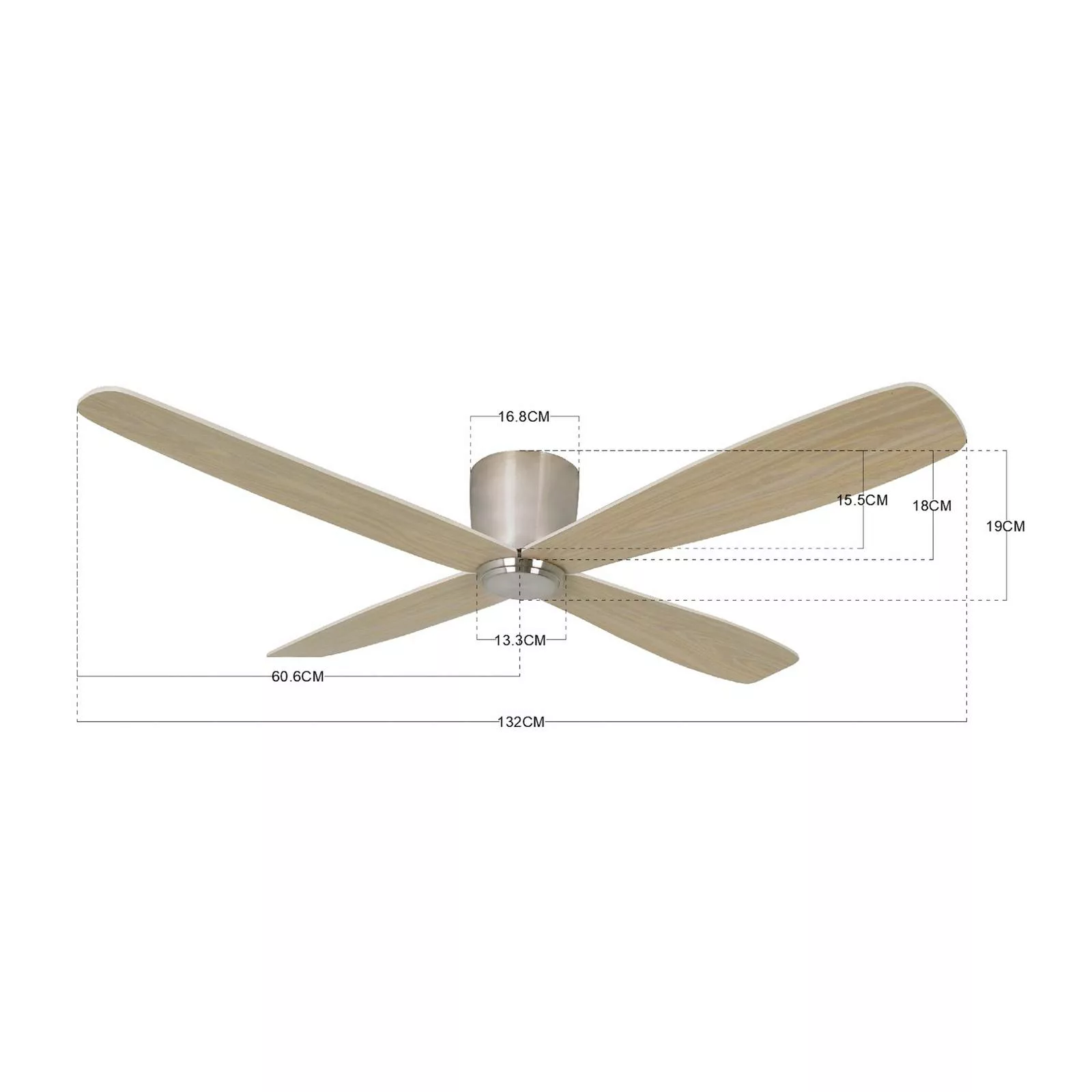 Beacon Deckenventilator Fraser chrom/teak DC leise Ø 132 cm günstig online kaufen