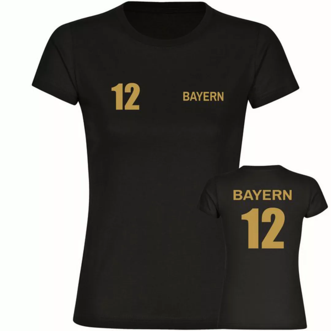 multifanshop T-Shirt Damen Bayern - Trikot Nummer 12 gold - Frauen günstig online kaufen