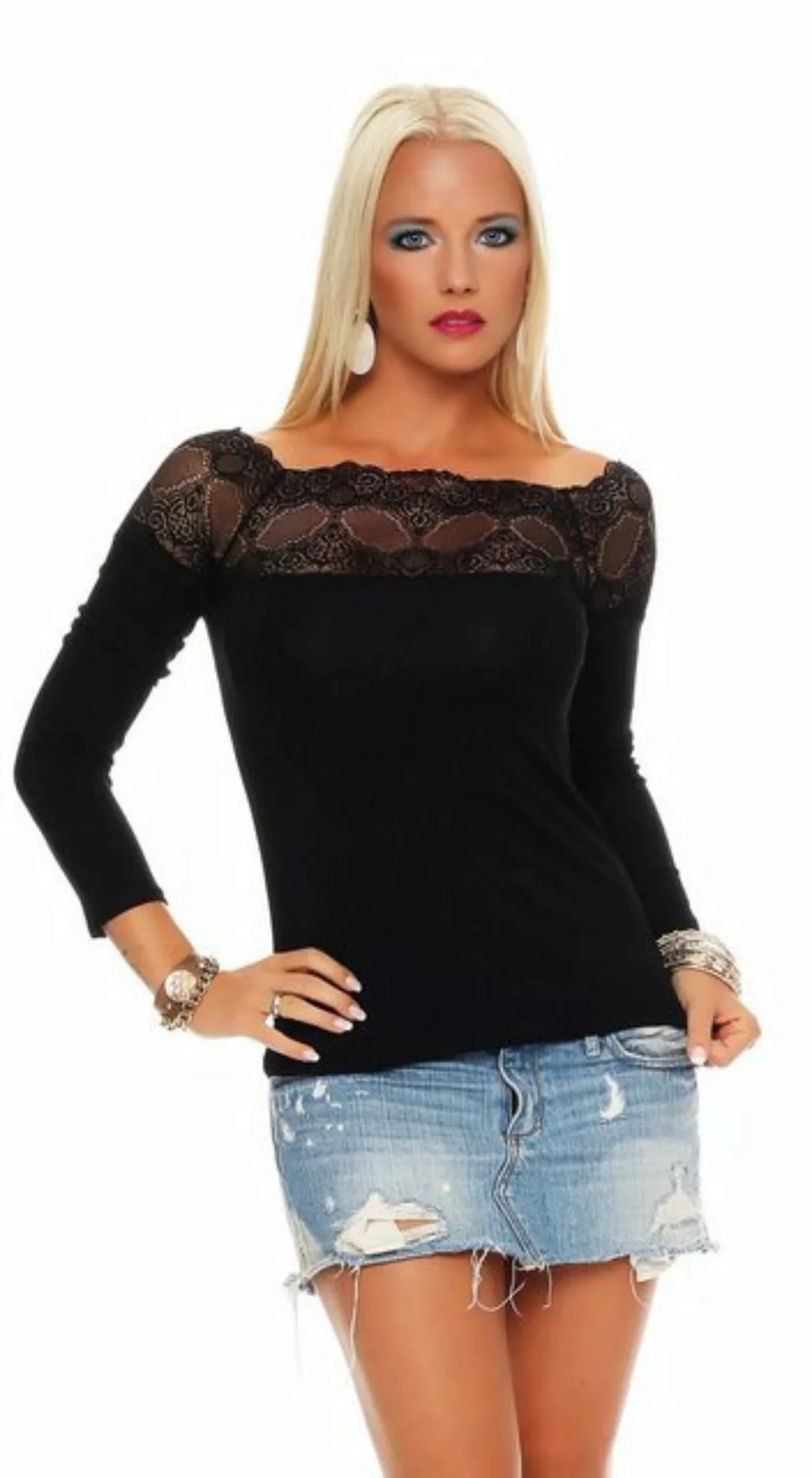 Mississhop Spitzenshirt Spitzenshirt Spitze Spitzen T-Shirt Bluse Shirt M.7 günstig online kaufen