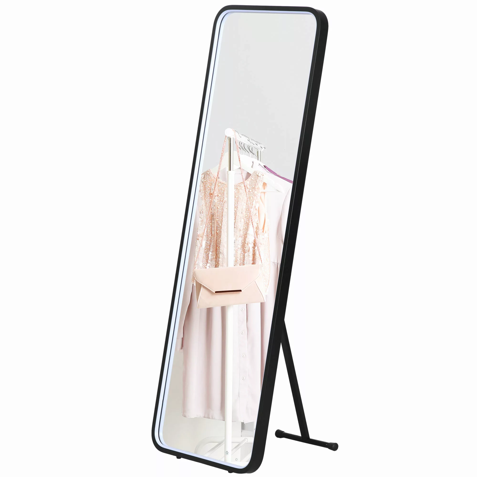 HOMCOM Ganzkörperspiegel, 46 x 146 cm Wandspiegel, Standspiegel mit LED-Leu günstig online kaufen