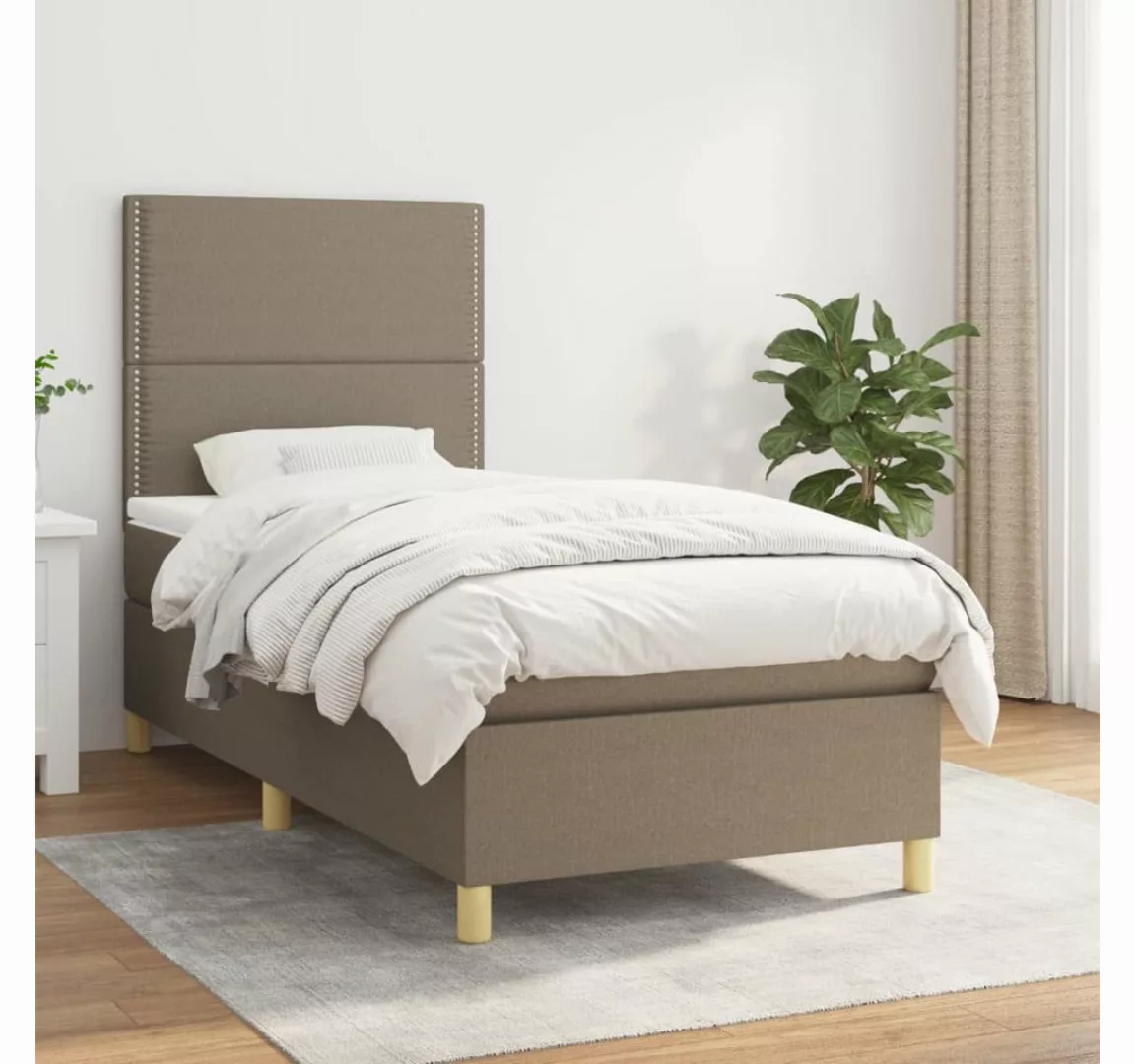 vidaXL Boxspringbett Boxspringbett mit Matratze Taupe 90x200 cm Stoff Bett günstig online kaufen