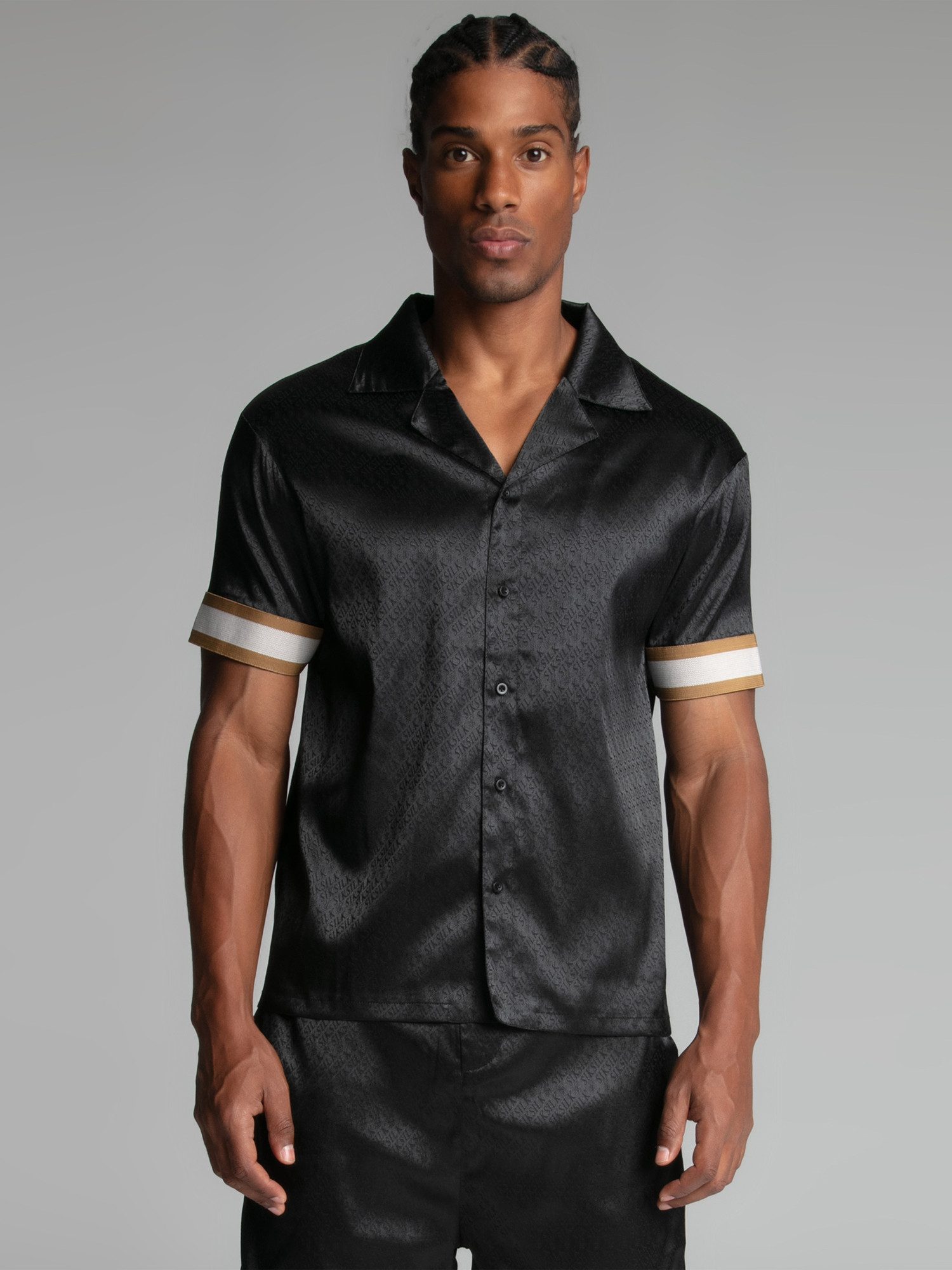 Siksilk Kurzarmhemd SikSilk Herren Schwarzes Resort günstig online kaufen