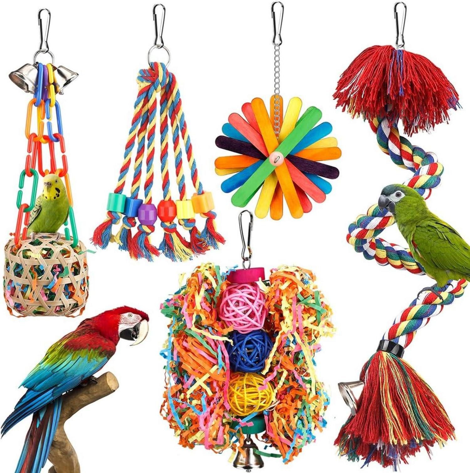 LuxusKollektion Vogelkäfig Vogelspielzeug Seilsitzstange Glocke bunt günstig online kaufen