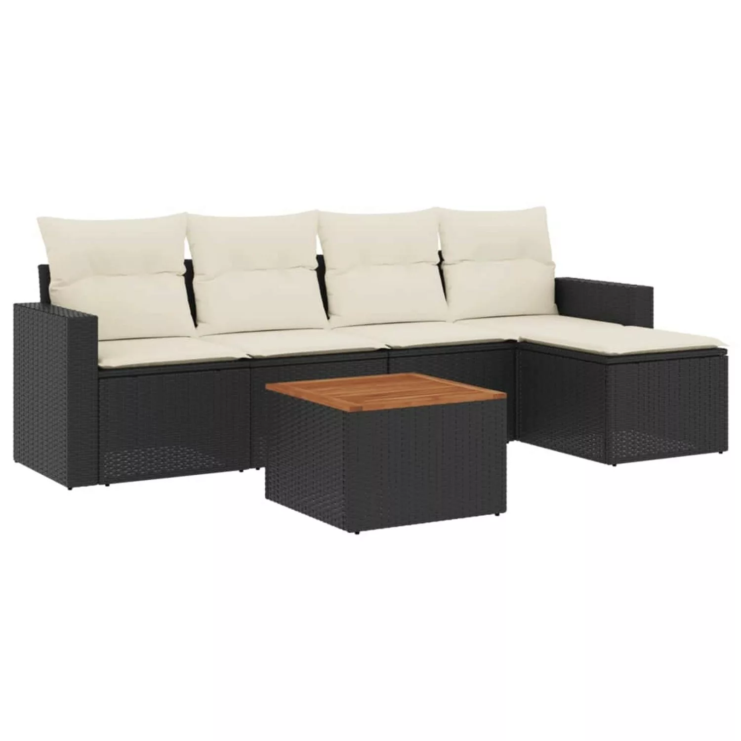 vidaXL 6-tlg Garten-Sofagarnitur mit Kissen Schwarz Poly Rattan Modell 65 günstig online kaufen