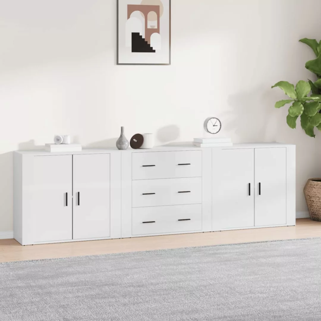 Vidaxl Sideboards 3 Stk. Hochglanz-weiß Holzwerkstoff günstig online kaufen