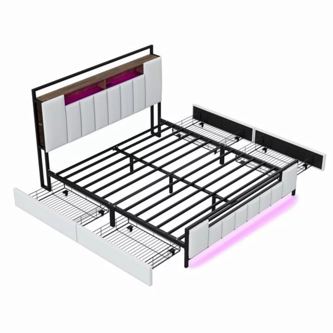 Romance Stauraumbett Polsterbett Doppelbett Multifunktionsbett, Mit USB,LED günstig online kaufen