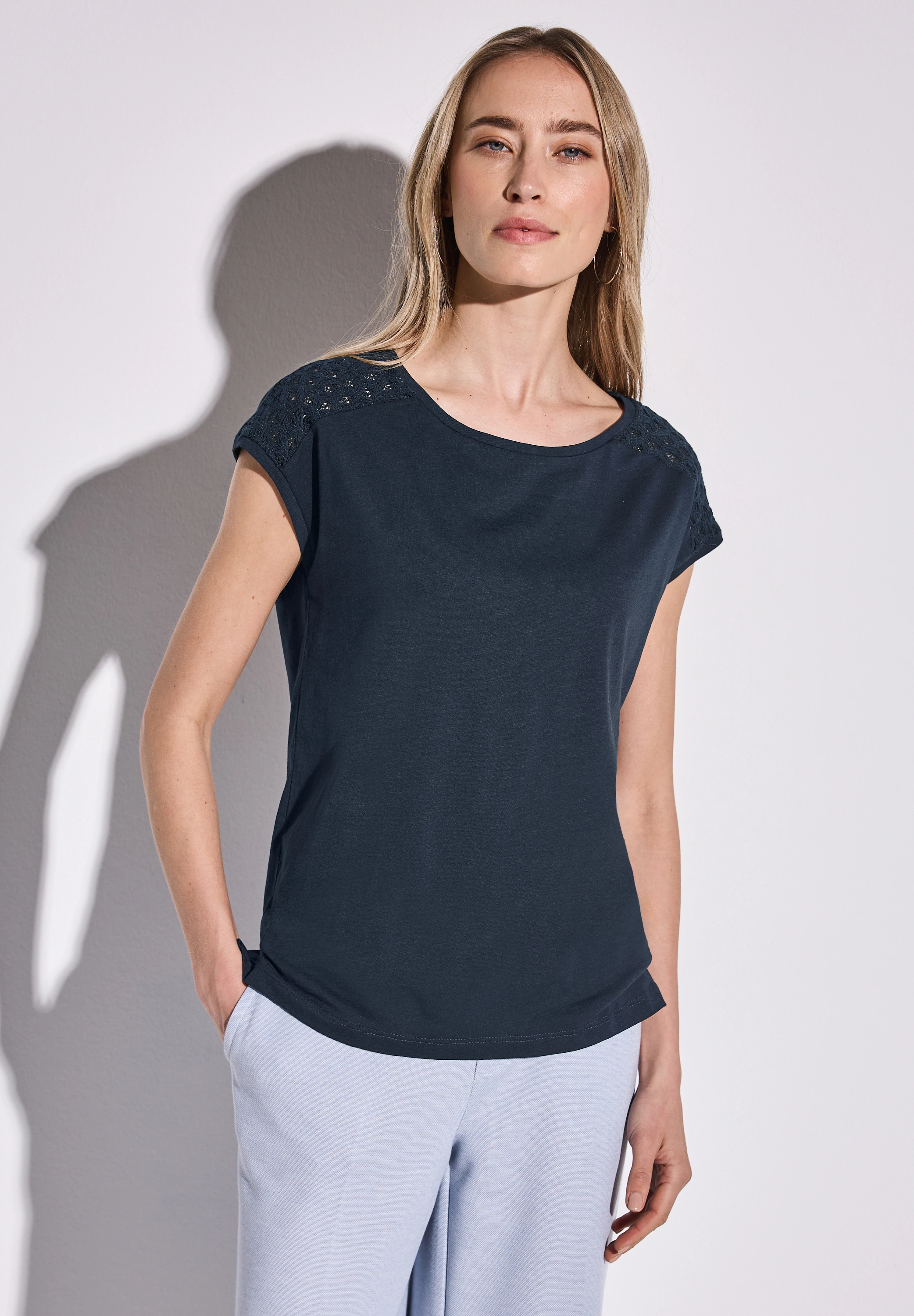 STREET ONE Spitzenshirt, im soften Baumwoll-Mix günstig online kaufen