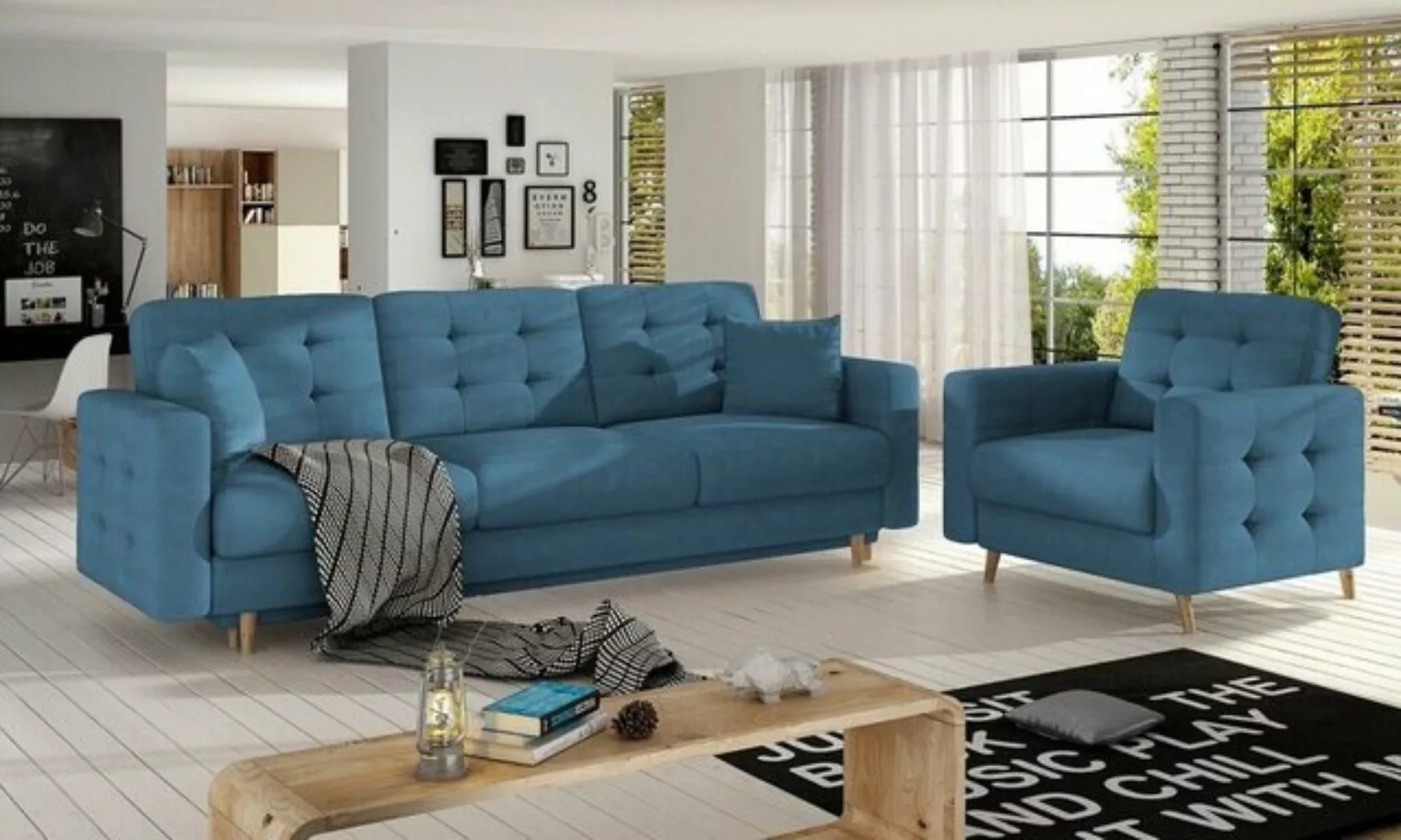 JVmoebel Sofa Braune Chesterfield Couch Polster 3+1 Sitzer Polstermöbel Sof günstig online kaufen