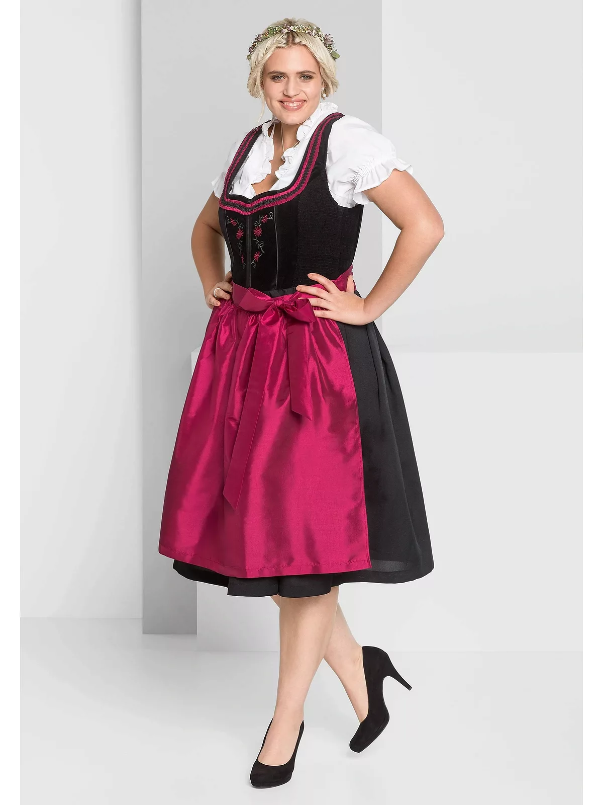 Sheego Dirndl "Große Größen", mit Schürze und Bluse 3tlg. günstig online kaufen