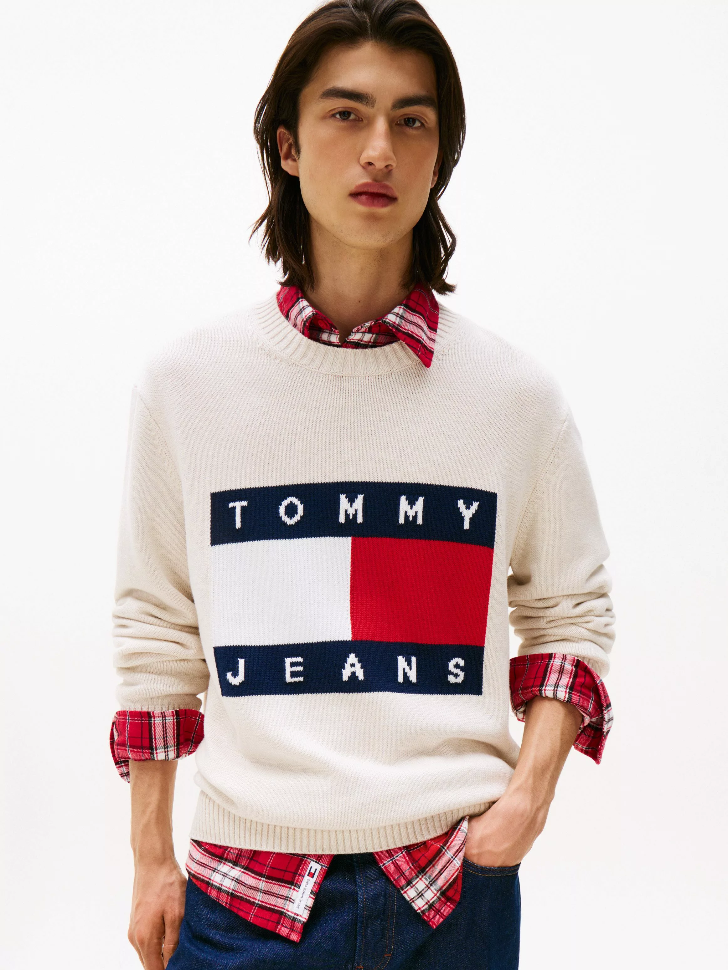 Tommy Jeans Strickpullover TJM MELANGE FLAG günstig online kaufen