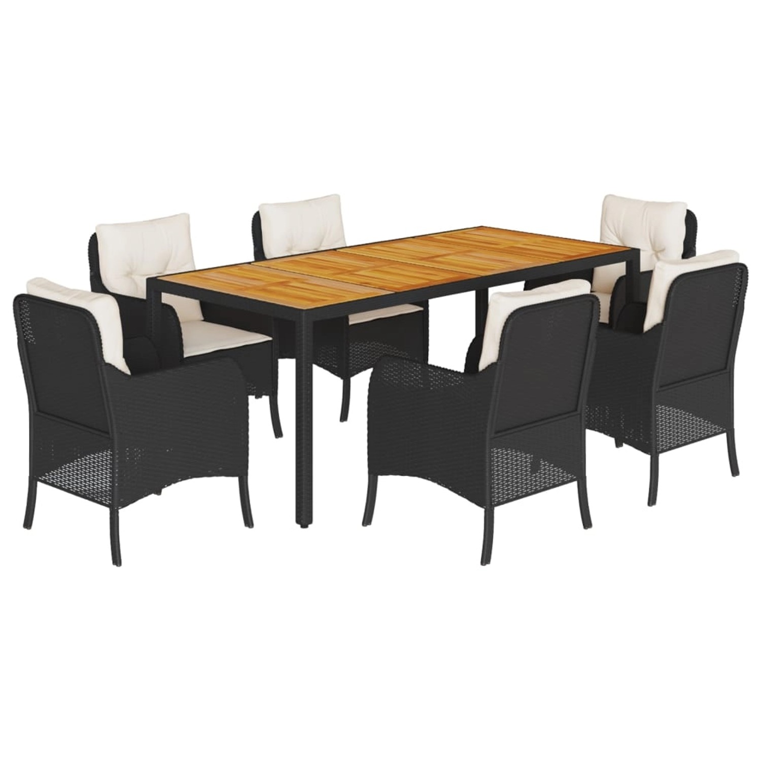 vidaXL 7-Tlg Garten-Essgruppe mit Kissen Schwarz Poly Rattan 3211864 günstig online kaufen