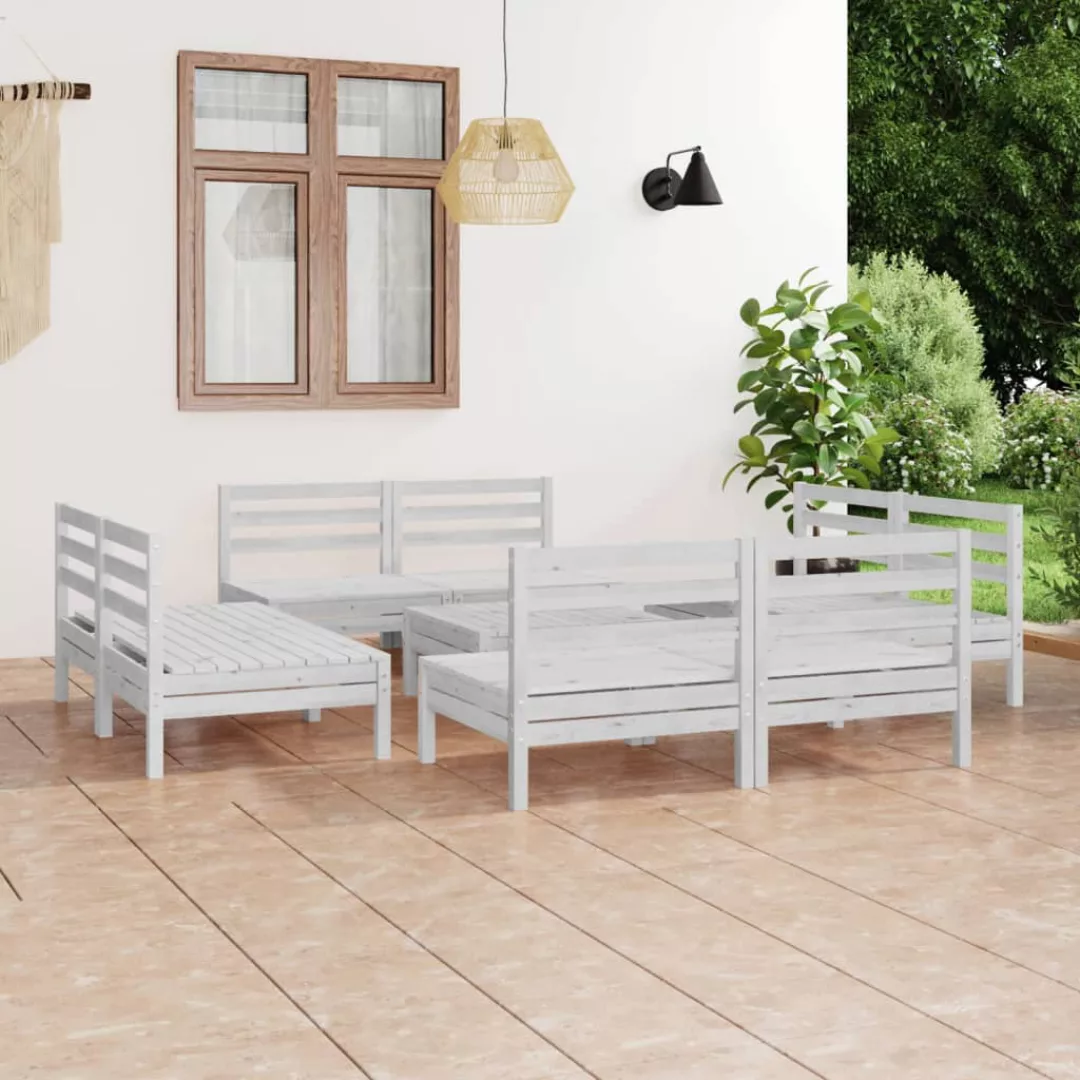 9-tlg. Garten-lounge-set Weiß Massivholz Kiefer günstig online kaufen