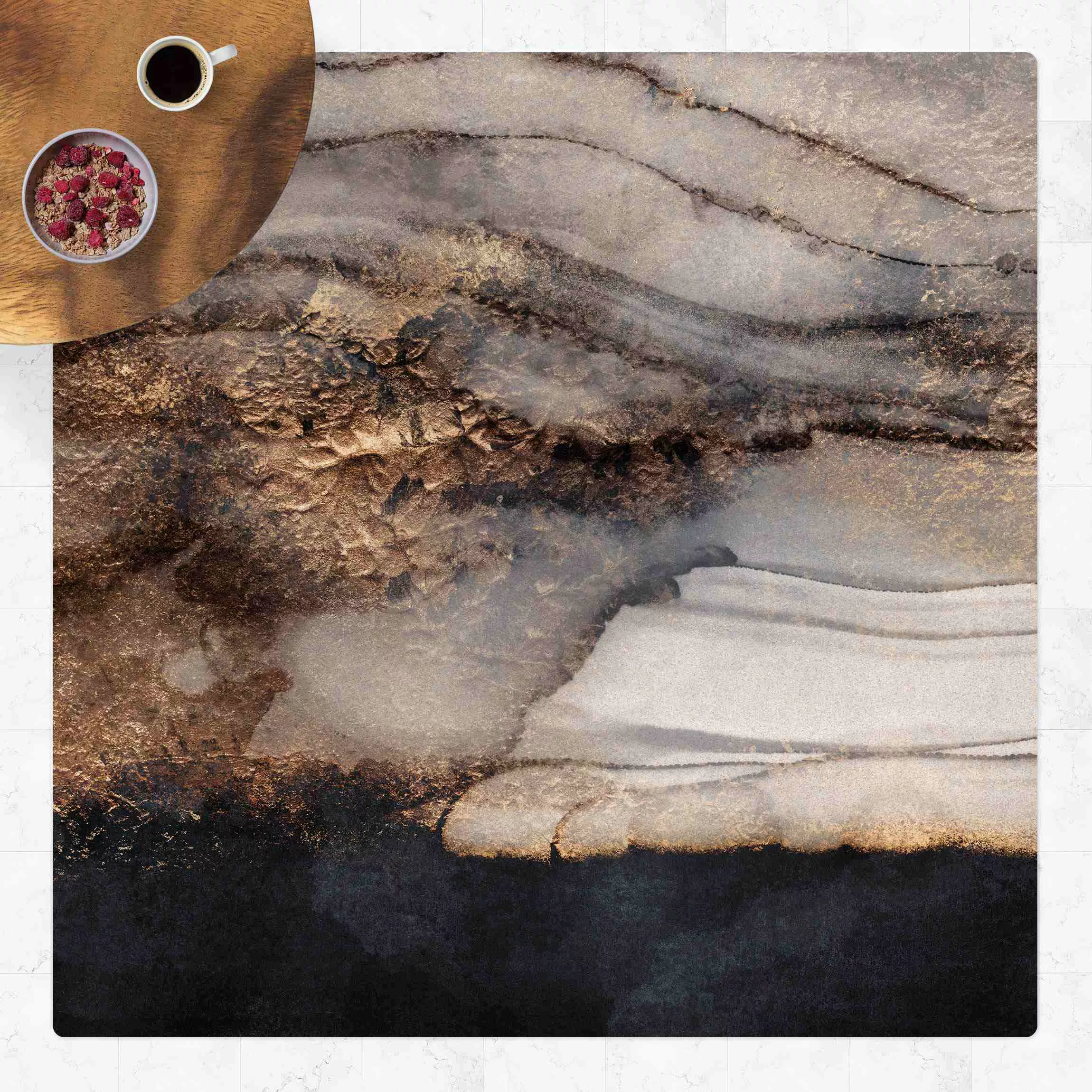 Kork-Teppich Goldener Marmor gemalt günstig online kaufen