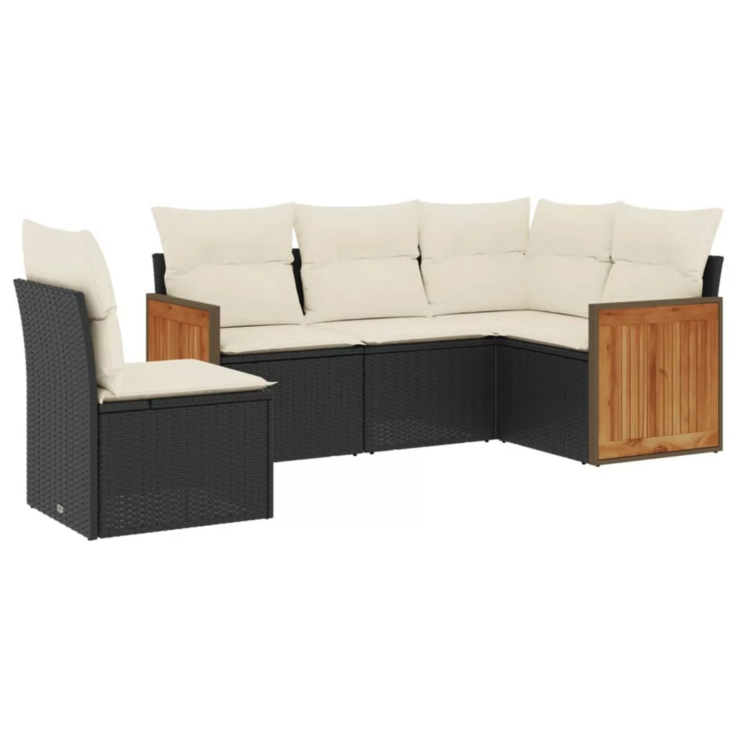 vidaXL 5-tlg Garten-Sofagarnitur mit Kissen Schwarz Poly Rattan Modell 105 günstig online kaufen