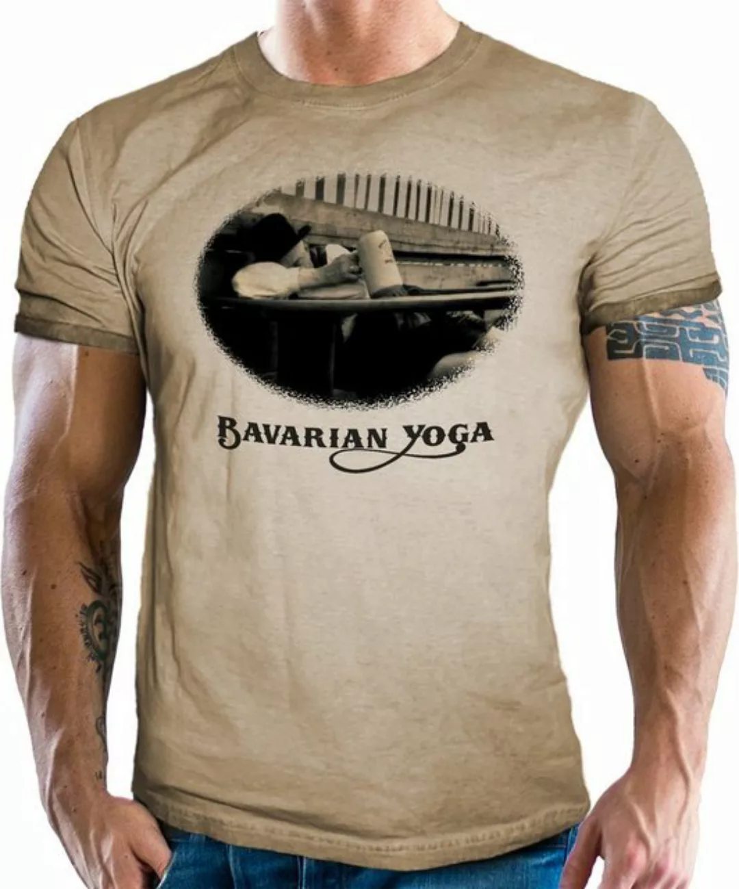 LOBO NEGRO® T-Shirt für Bayern und Trachten Fans: Bavarian Yoga günstig online kaufen
