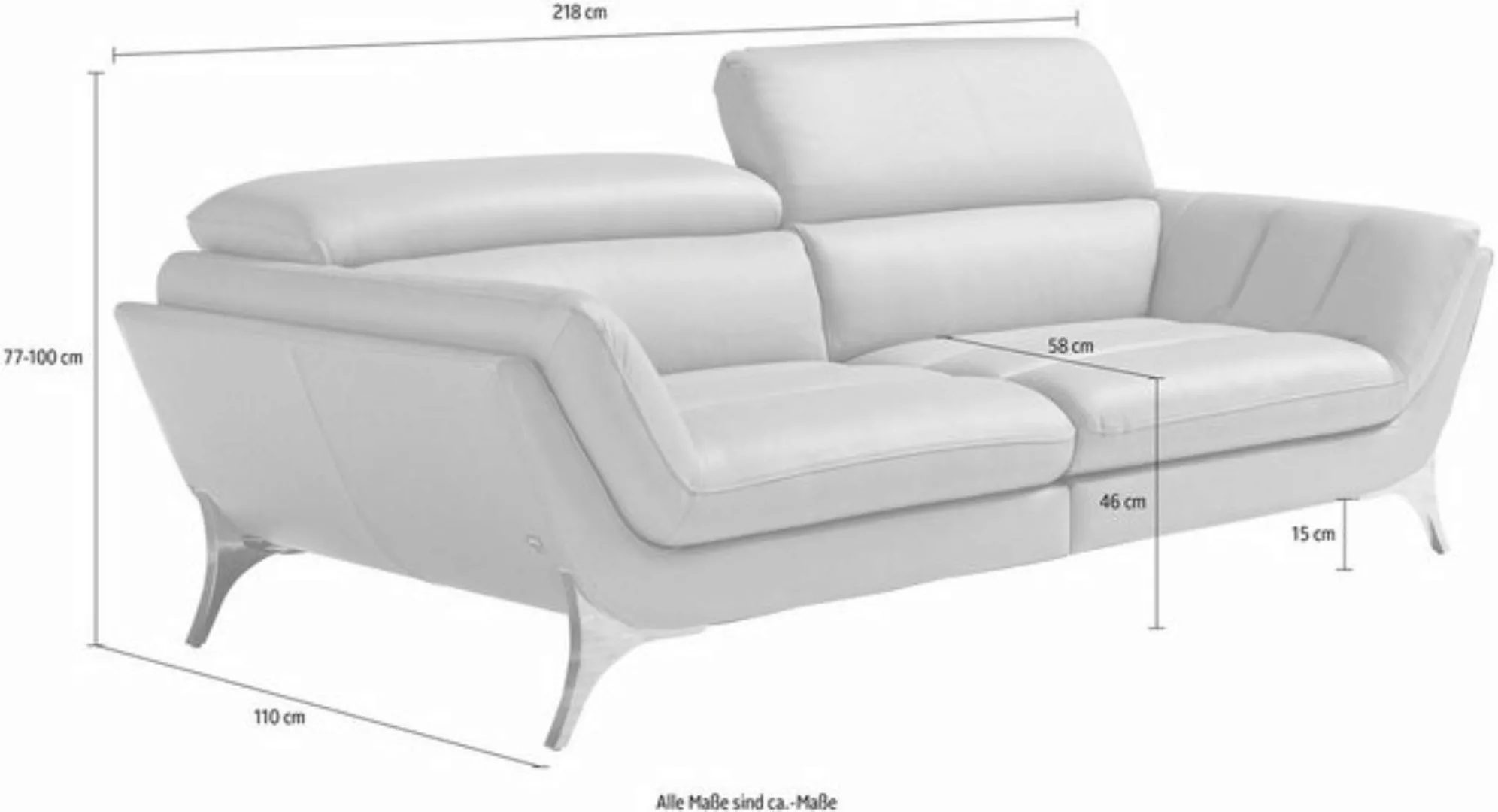 Egoitaliano 2,5-Sitzer "Sueli", Bezug Leder, inklusive Kopfteilverstellung günstig online kaufen
