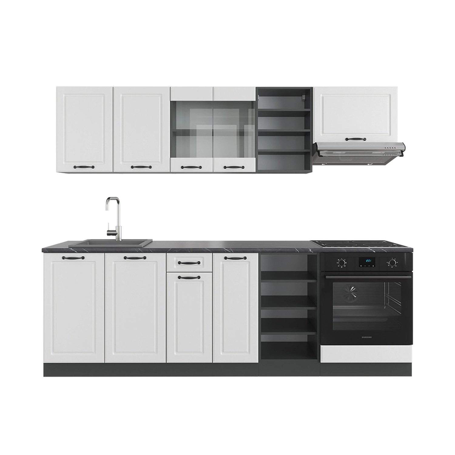 Vicco Küchenzeile R-Line, Weiß Landhaus/Anthrazit, 240 günstig online kaufen