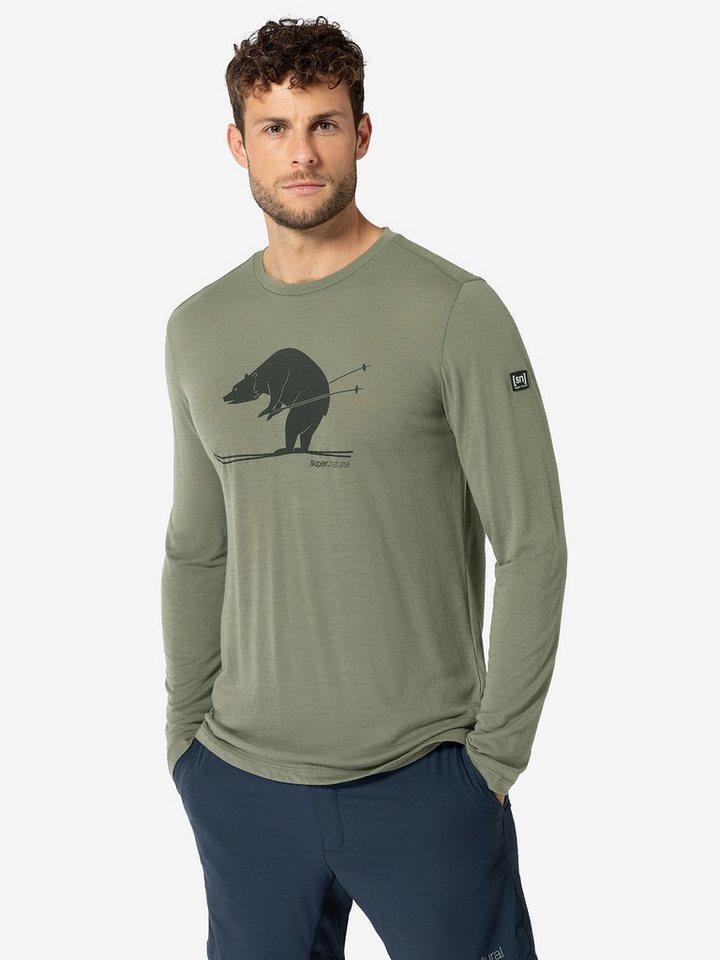 SUPER.NATURAL Langarmshirt für Herren, Merino SKI KARL Ski Motiv, atmungsak günstig online kaufen