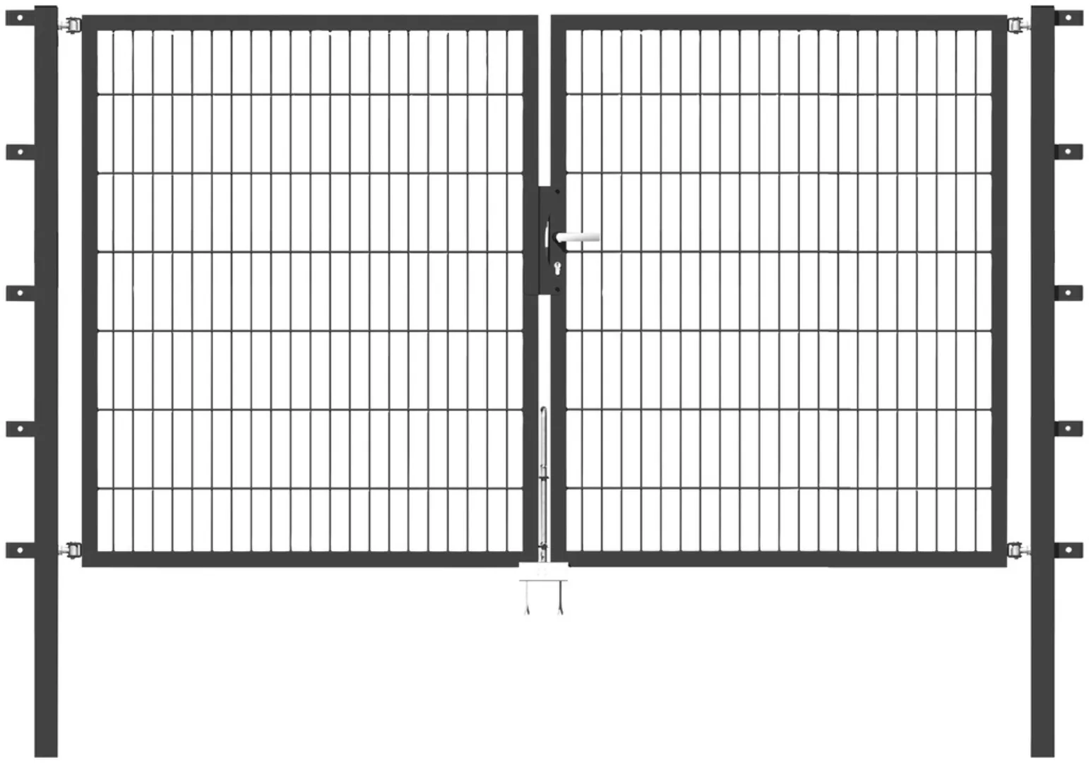 Metallzaun Doppeltor für Doppelstabmatte Grün z. Einbetonieren 100 cm x 400 günstig online kaufen