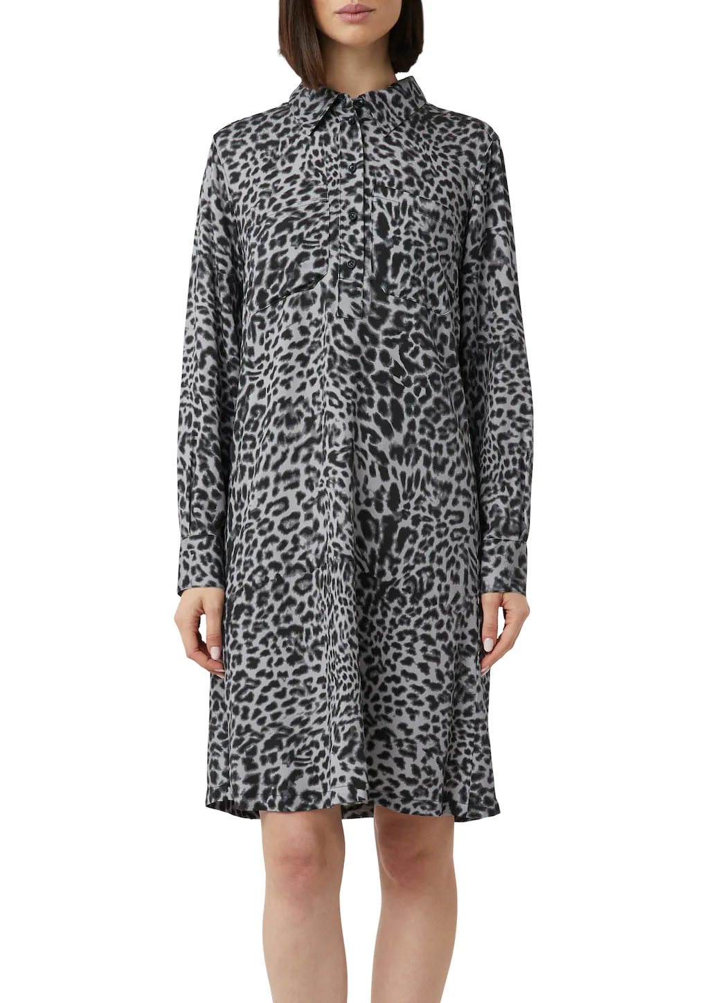 Comma Hemdblusenkleid, Sommerkleid mit All-Over Leo Print günstig online kaufen