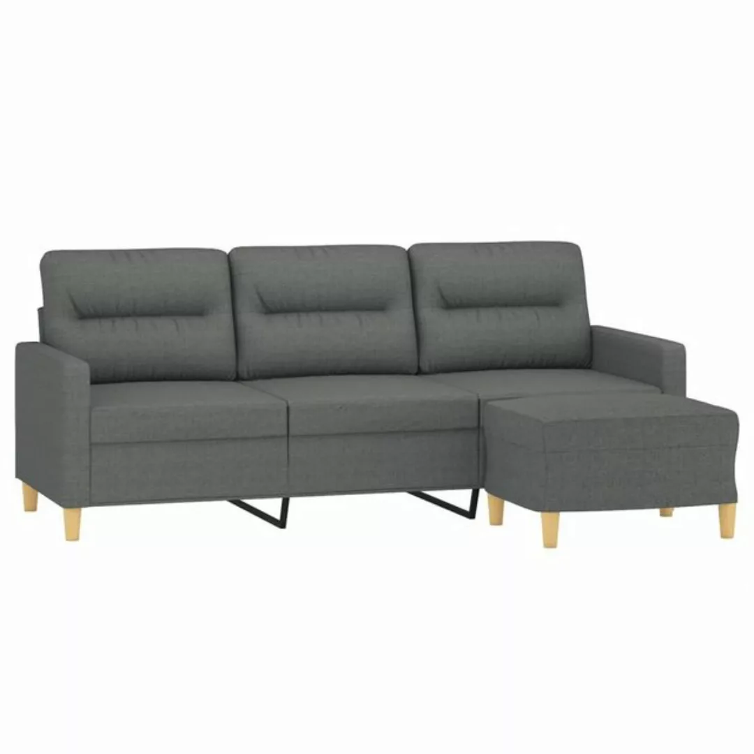 vidaXL Sofa 3-Sitzer-Sofa mit Hocker Dunkelgrau 180 cm Stoff günstig online kaufen